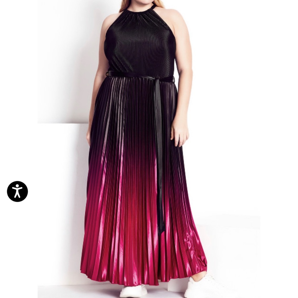 City Chic - Pleated Cascade Maxi Dress - rustic red - Refinity